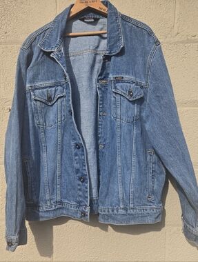 Vintage Polo Jeans Company Ralph Lauren Blue Denim Trucker Jacket Men ● L
